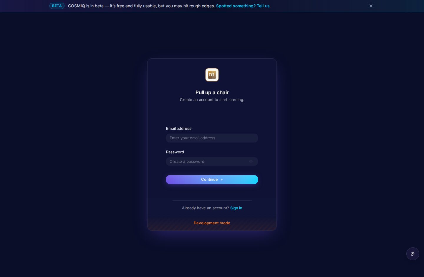 COSMIQ — Sign up