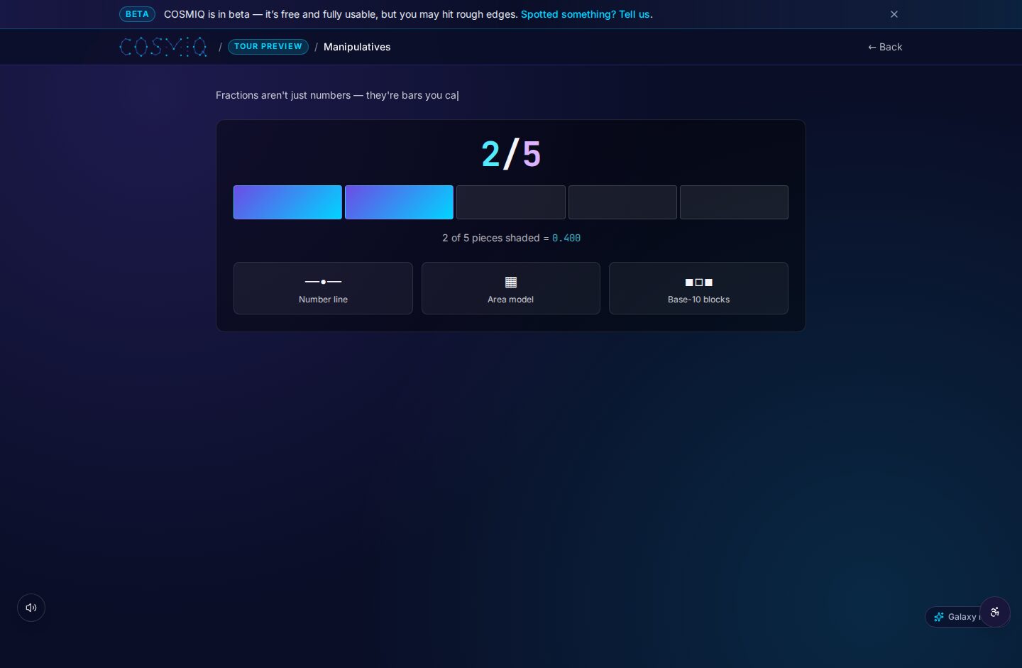 COSMIQ — Demo — Math manipulatives
