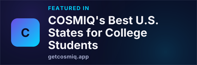 Featured in COSMIQ's Best U.S. States for College Students