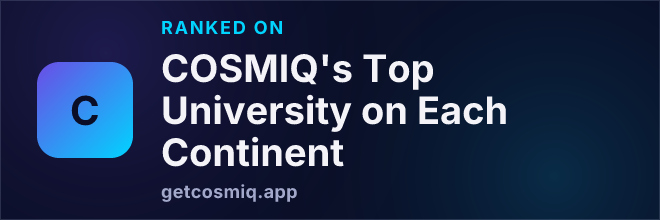 Ranked on COSMIQ's Top University on Each Continent
