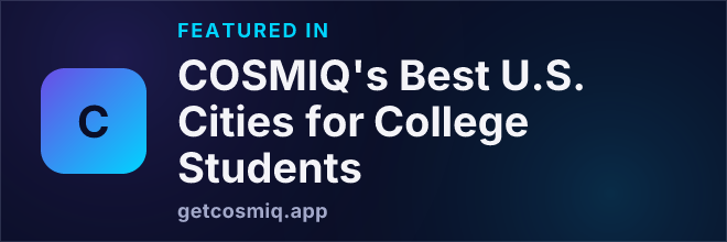Featured in COSMIQ's Best U.S. Cities for College Students