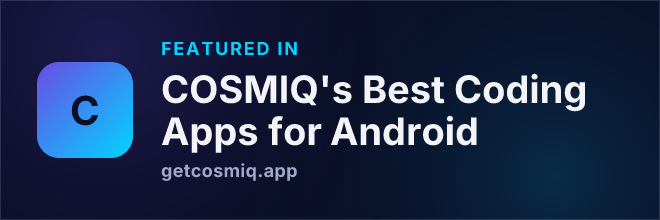 Featured in COSMIQ's Best Coding Apps for Android